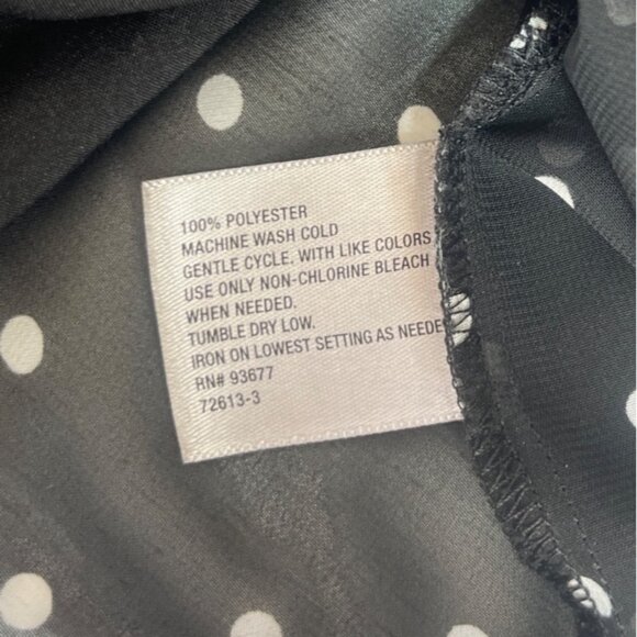 Worthington Polka Dot Ruffle Sleeve Blouse Womens Large Black White Sheer Lined - Picture 8 of 9